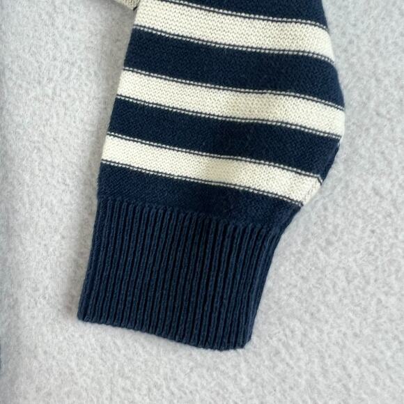 H&M Sweater Kids 3/4T Striped Navy Blue & White 100% Cotton Crewneck Knit - Picture 3 of 7